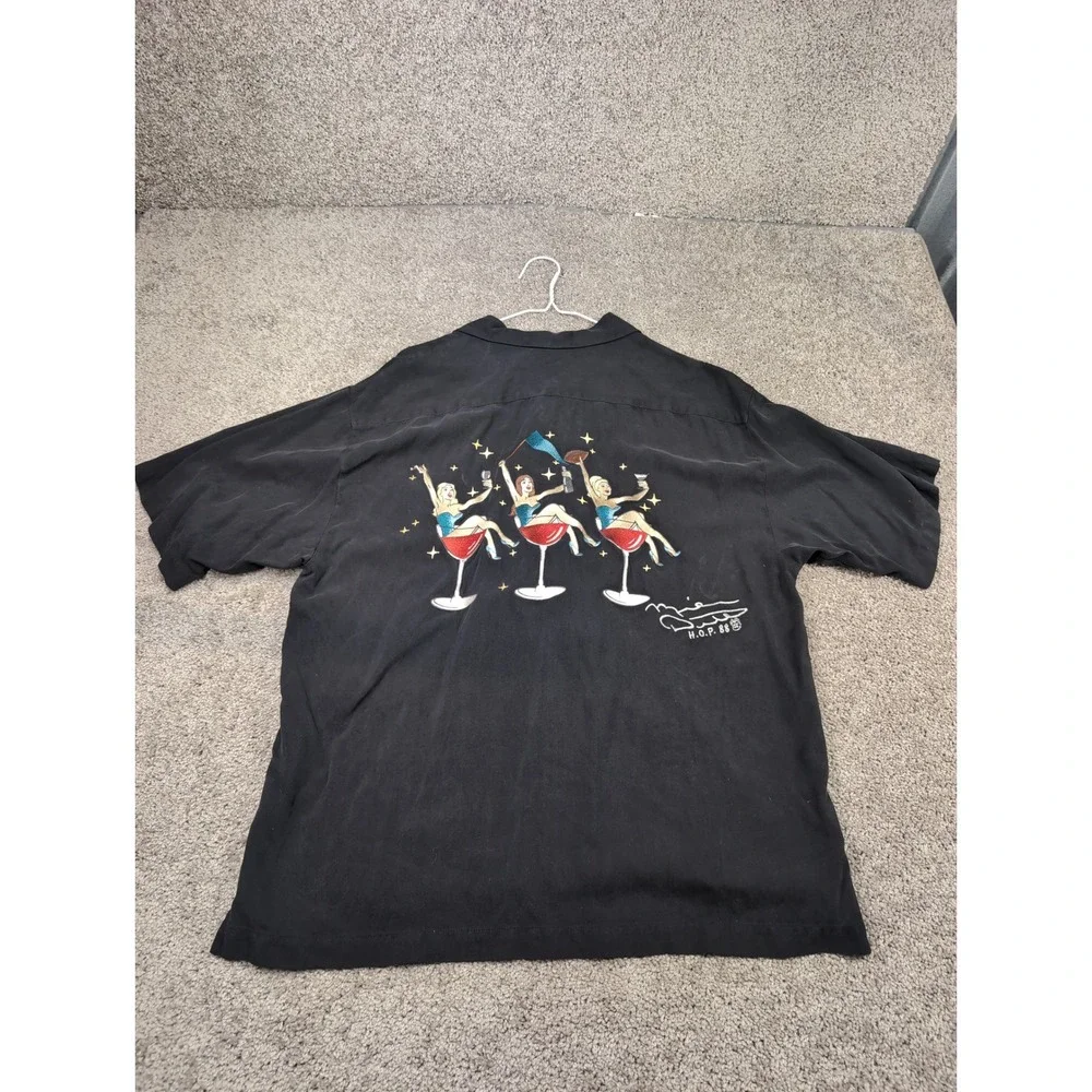 Mike Ditka Hall of Fame Series Mens L‎ Black 100% Silk Embroidered Martini Shirt